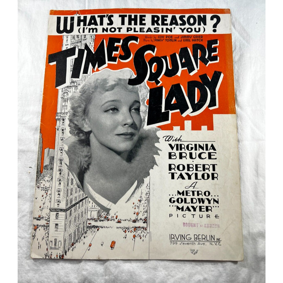 Vintage Sheet Music 1935 What's The Reason Times Square Lady MGM Irving Berlin - Picture 1 of 2